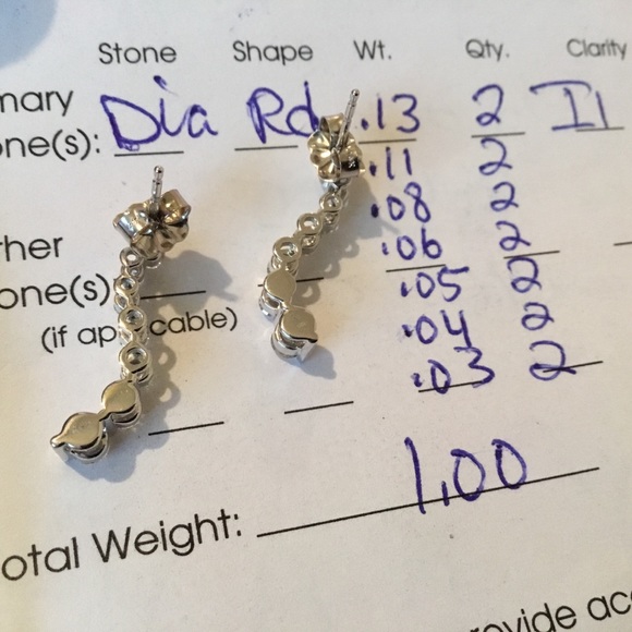 Vintage Kay’s 14k White Gold Diamond Journey Earrings, 1-Carat Total, & Certific - Picture 13 of 14